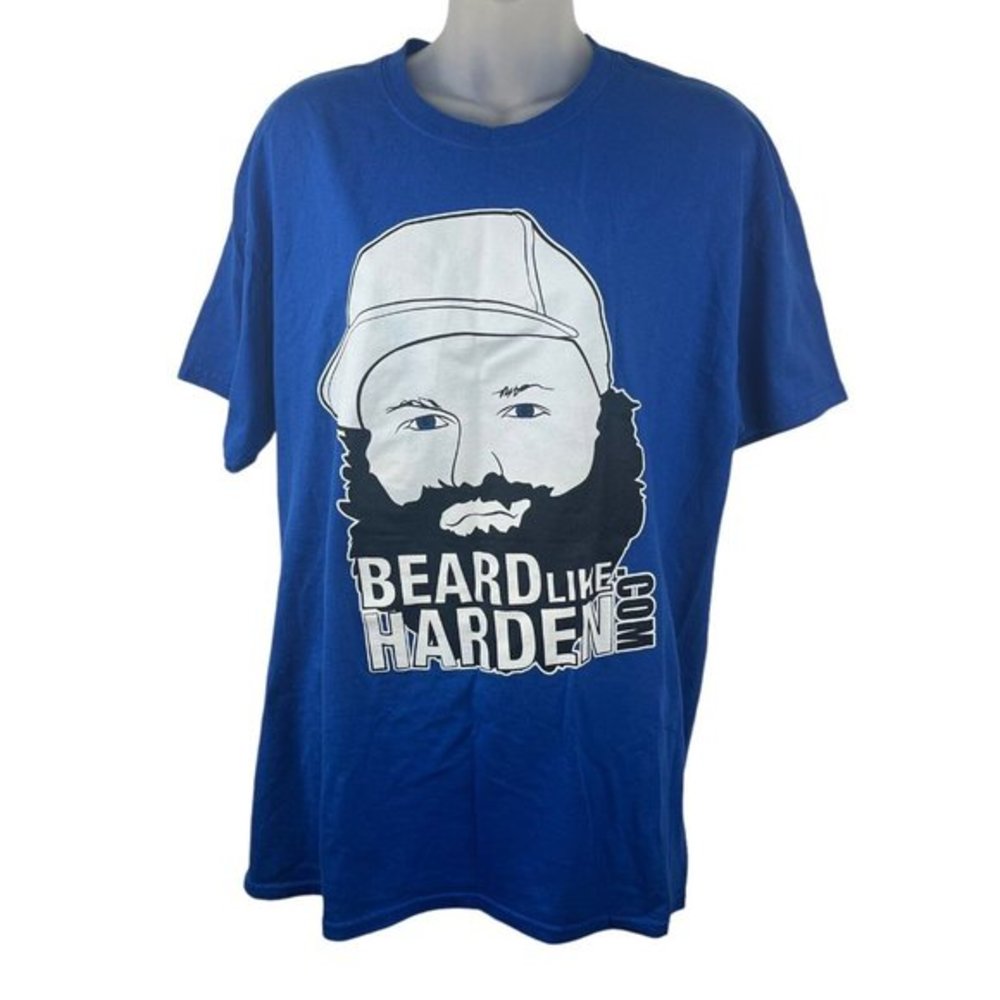 James Harden Beard Blue T-shirt Gildan Size Large Basketball OKC Thunder Playoff - Picture 5 of 8